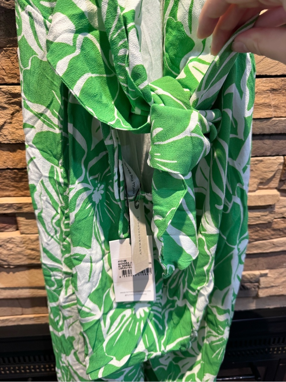 NWT Faithfull the Brand Green Floral Print Tie-Back Jumpsuit women's L - Picture 4 of 7
